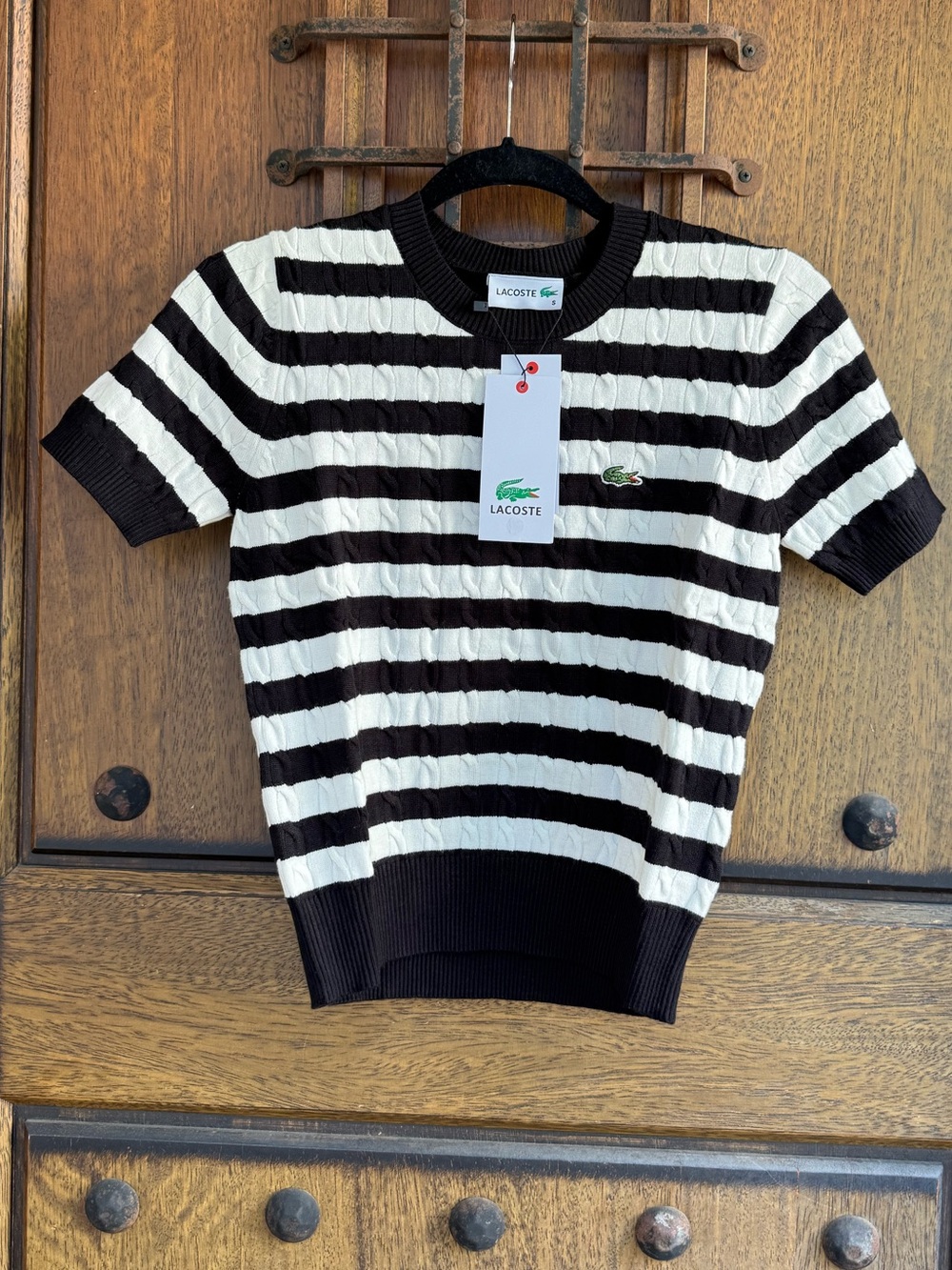 Lacoste Woman’s White and Black Knit Sweater S